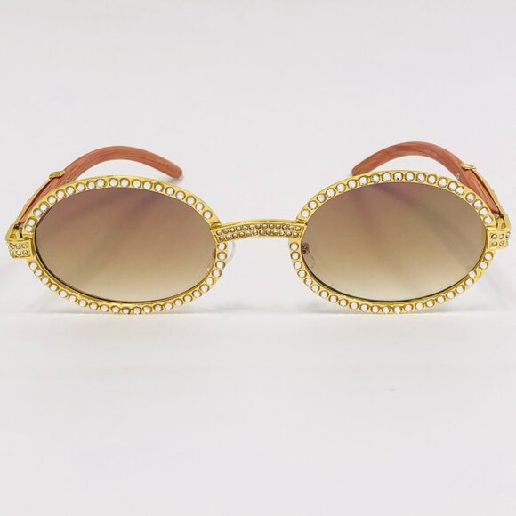 Men Sunglasses Brown Hip‎ Hop Lens Rectangular Rimless Diamond Gang Style Lentes - Picture 2 of 3